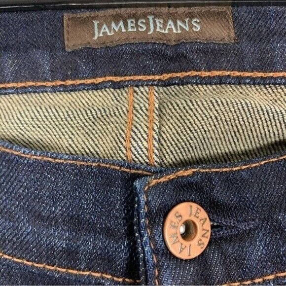 James Jeans Dark Wash Distressed Denim Cropped Jeans Plus Size 20 Made In USA - Picture 5 of 7